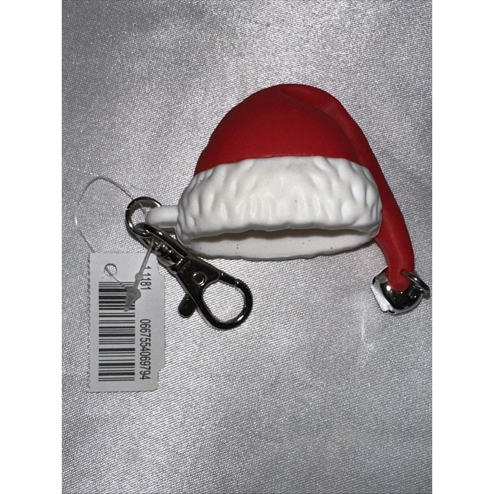 Bath & Body Works Santa Hat PocketBac Holder Red White Silicone Jingle Bell Tag
